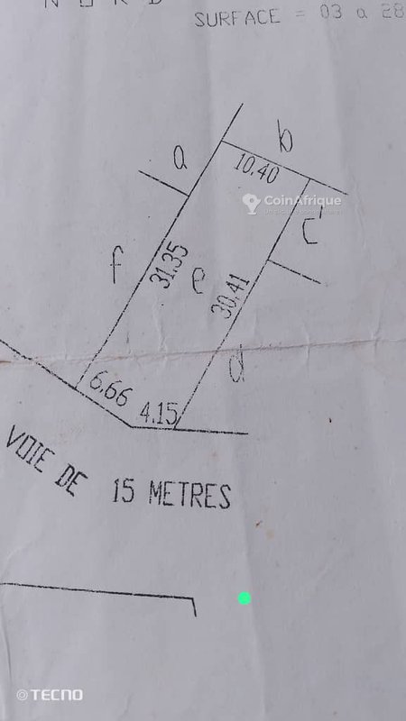 Terrain nu de 328 m² avec attestation de recasement et documents complets en angle de rue