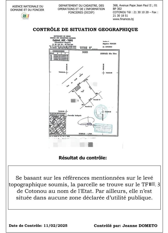 Terrain de 525 m² avec titre foncier et accès facile à réaménager