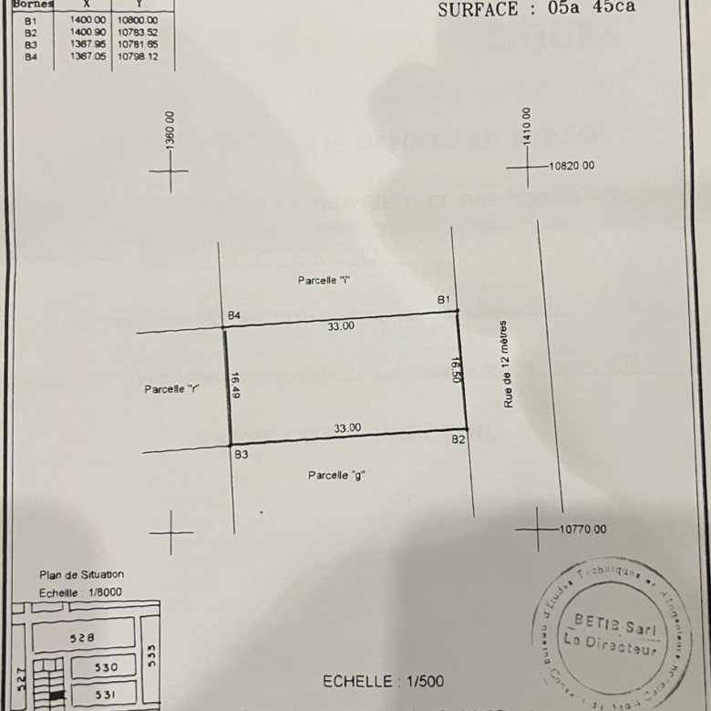 Terrain spacieux de 545 m² avec titre foncier personnel – Emplacement stratégique