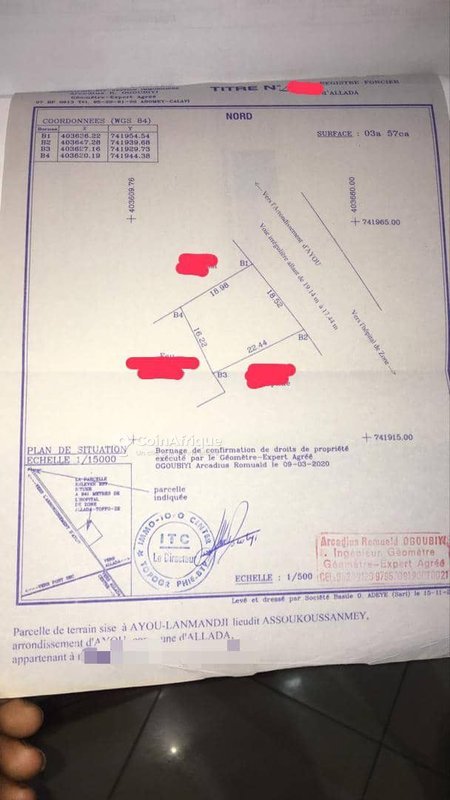 Terrain à vendre avec titre foncier personnel en bordure de voie stratégique