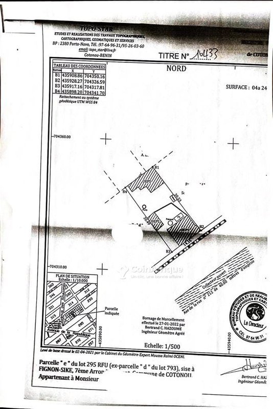 Terrain constructible de 424 m² avec documents légaux et levée disponible