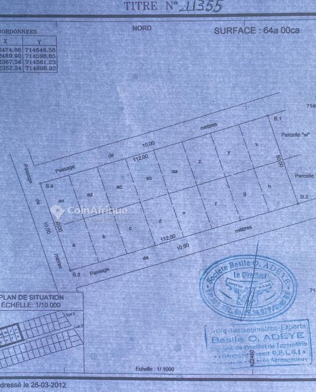 Terrain exceptionnel de 16 et 17 parcelles entièrement clôturées avec titre foncier personnel