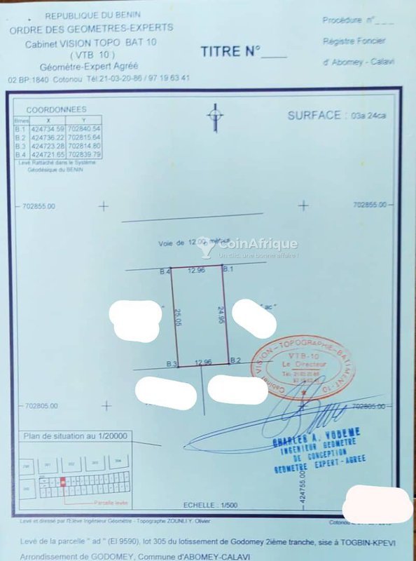 Terrain clôturé avec titre foncier personnel et électrification disponible