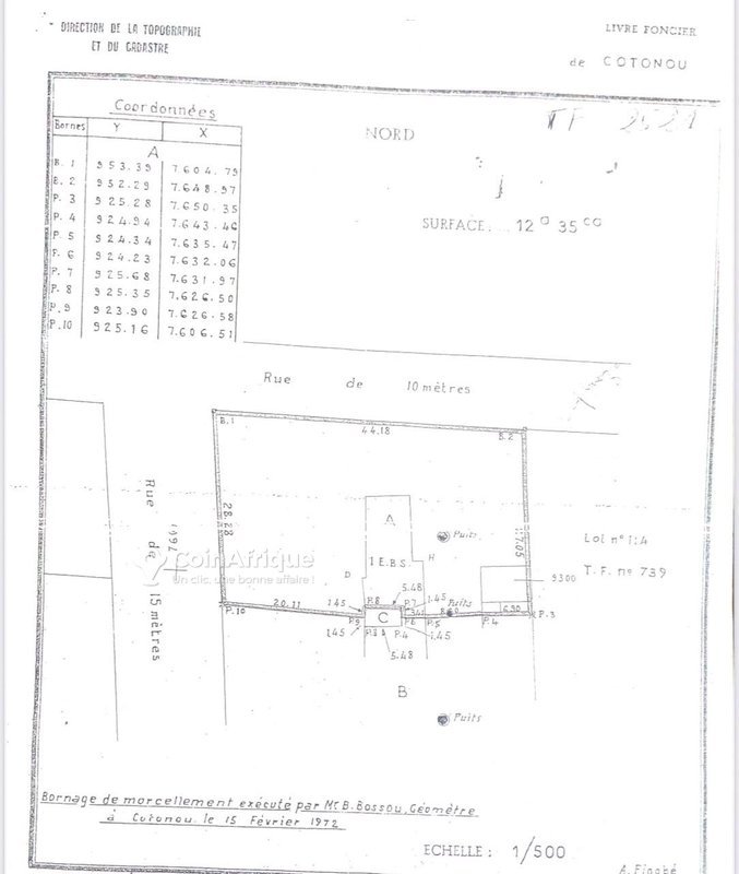 Terrain exceptionnel de 1235 m² avec titre foncier personnel et autorisation de vente du tribunal