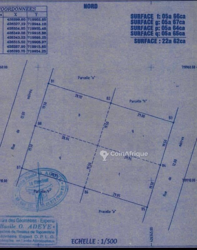 Terrain de 2262 m² avec 4 parcelles clôturées et titre foncier en main