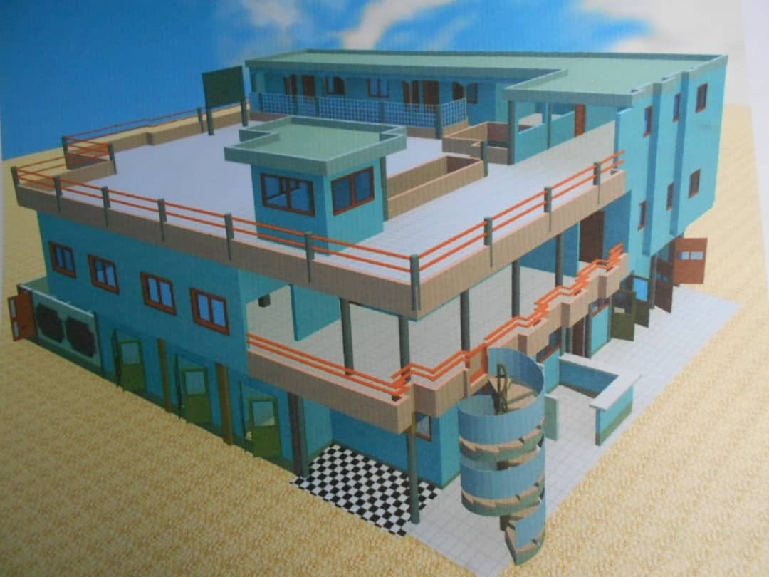 Villa R+2 avec espace hôtelier et restaurant en bordure de route goudronnée