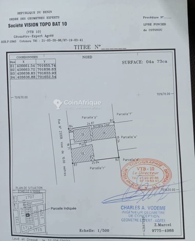 Terrain spacieux de 473 m² avec documents légaux complets