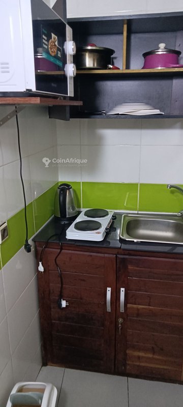 Appartement meublé d'une pièce avec climatisation et arrière-cour