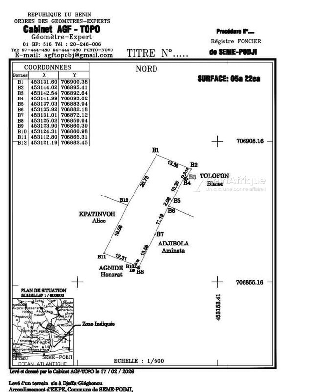 Terrain urbanisé de 500 m² avec électricité et eau courante - Papiers légaux disponibles