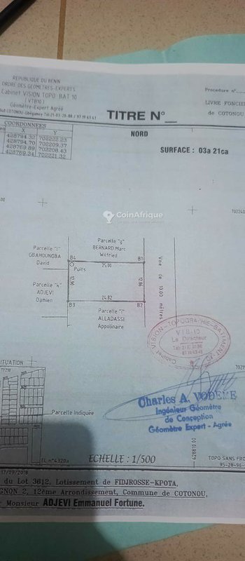 Terrain viabilisé de 321 m² à Fidjrossè Plage – Emplacement privilégié près de la mer