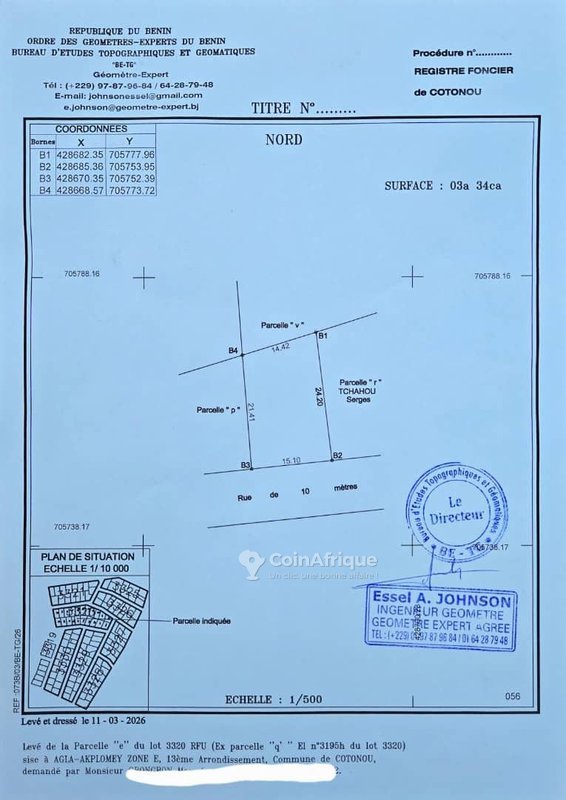 Terrain à vendre avec titre foncier en cours et documents complets