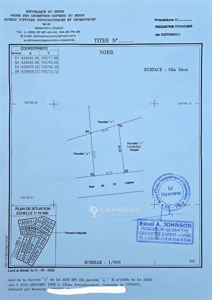 Terrain à vendre avec titre foncier en cours et documents complets