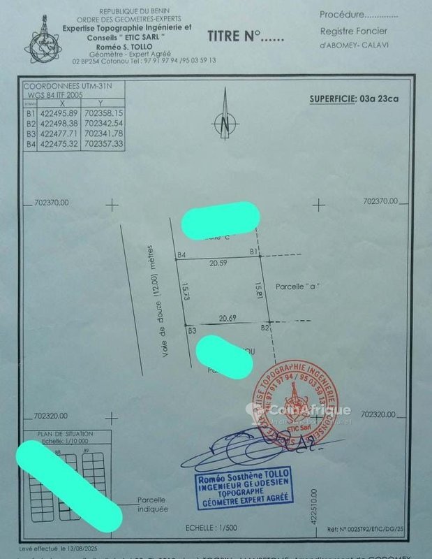 Terrain viabilisé de 323 m² avec documents cadastraux complets
