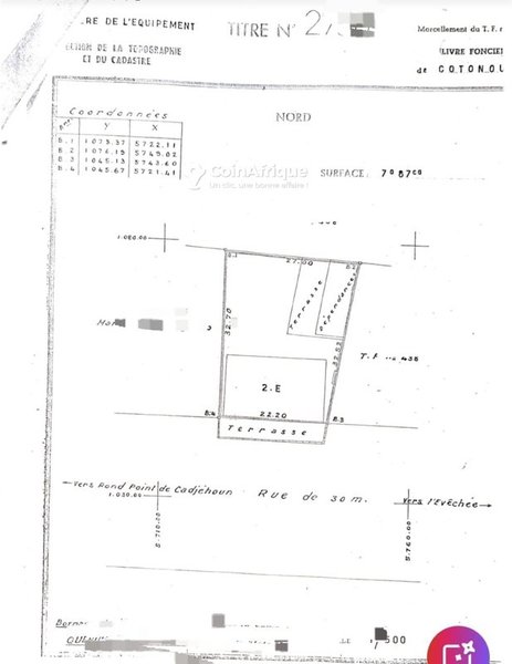 Terrain exceptionnel de 787 m² avec titre foncier personnel et levé topographique disponible