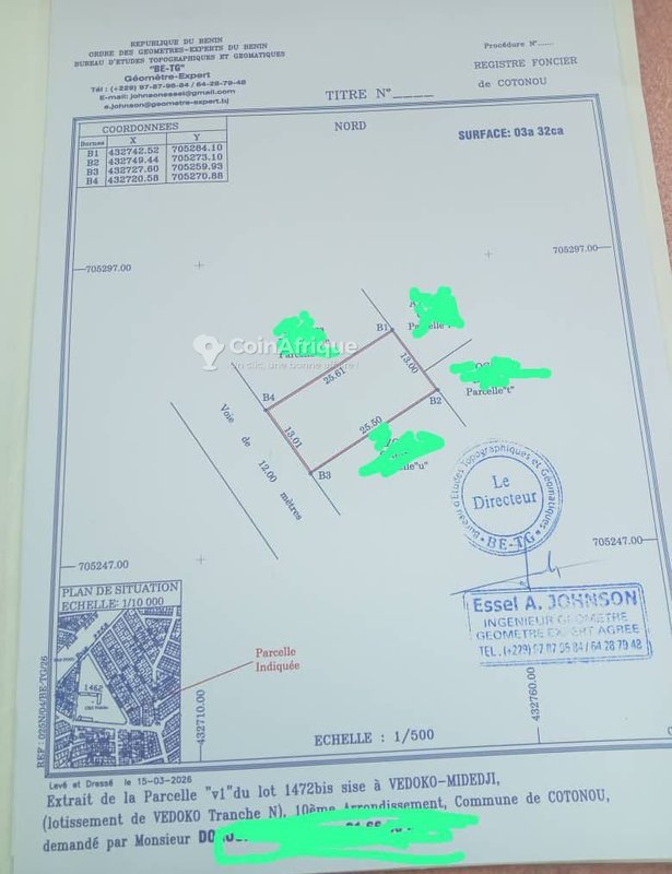 Terrain spacieux de 588 m² avec documents légaux en cours