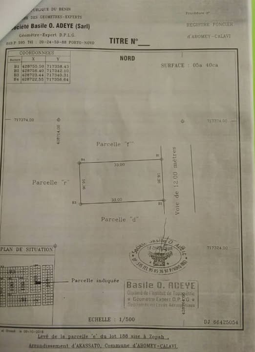 Terrain clôturé de 540 m² avec documents légaux complets et lotissement déjà effectué