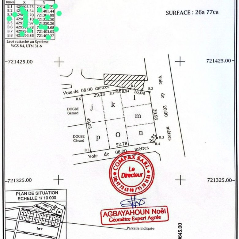 Terrain exceptionnel de 2677 m² avec titre foncier en angle de rue