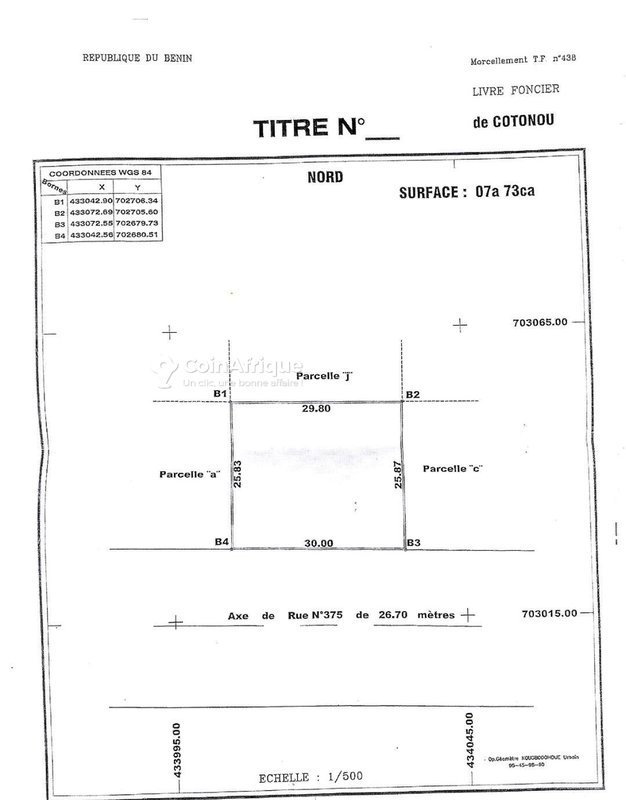 Terrain clôturé de 773 m² avec titre foncier sécurisé