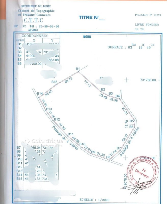 Terrain exceptionnel de plus de 3 hectares avec teckeraie et titre foncier personnel