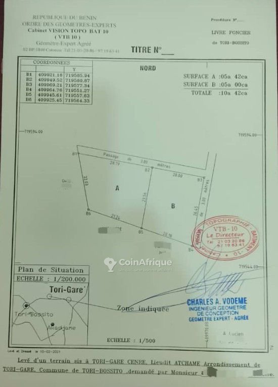 Terrain constructible de 1042 m² à proximité immédiate d'une école et du goudron