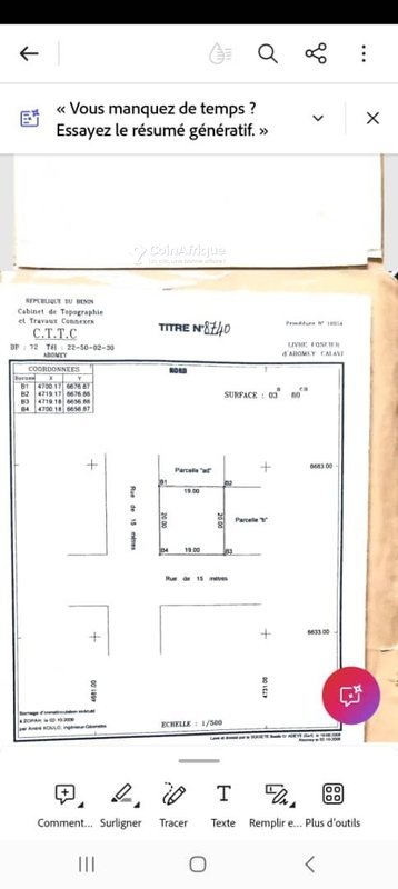 Terrain en angle de rue avec titre foncier personnel - 380 m²