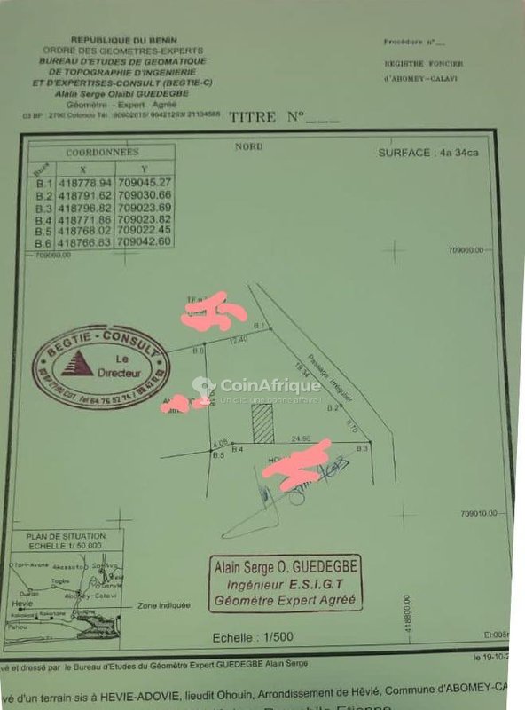 Terrain constructible de 443 m² avec documents légaux complets