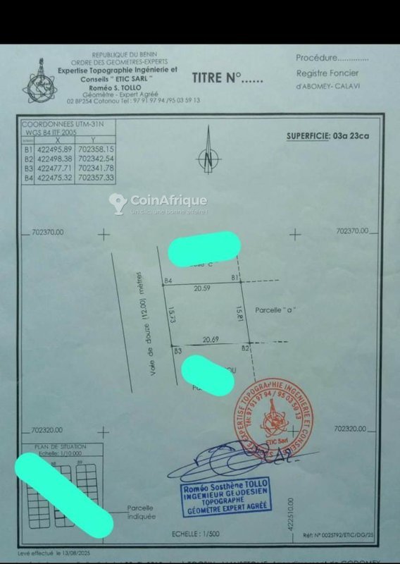 Terrain recasé de 323 m² avec documents administratifs complets