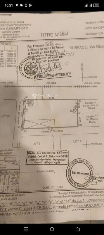 Terrain exceptionnel de 3653 m² clôturé avec titre foncier personnel et accès facile