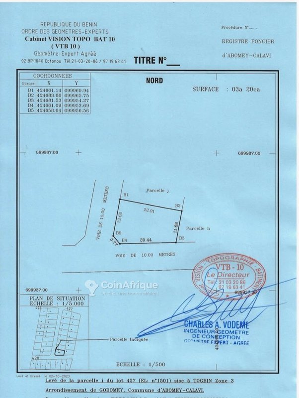 Terrain constructible de 320 m² avec documents légaux complets et emplacement privilégié