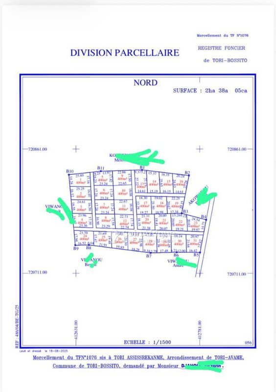 Terrain viabilisé de 400 m² avec titre foncier et attestation géographique