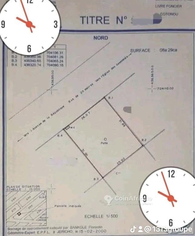 Terrain spacieux de 829 m² en zone résidentielle et d’affaires avec titre foncier personnel