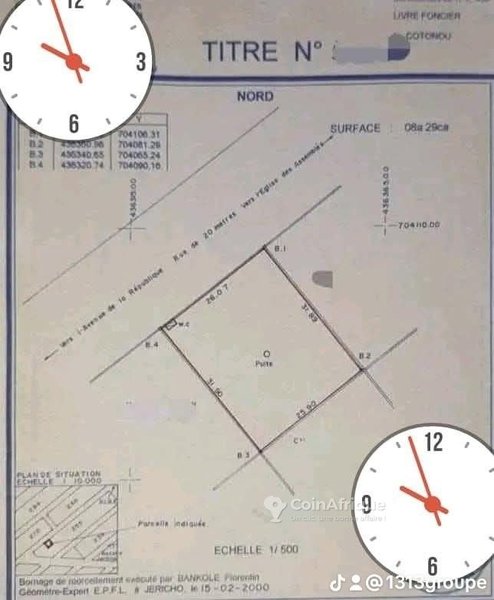 Terrain spacieux de 829 m² en zone résidentielle et d’affaires avec titre foncier personnel