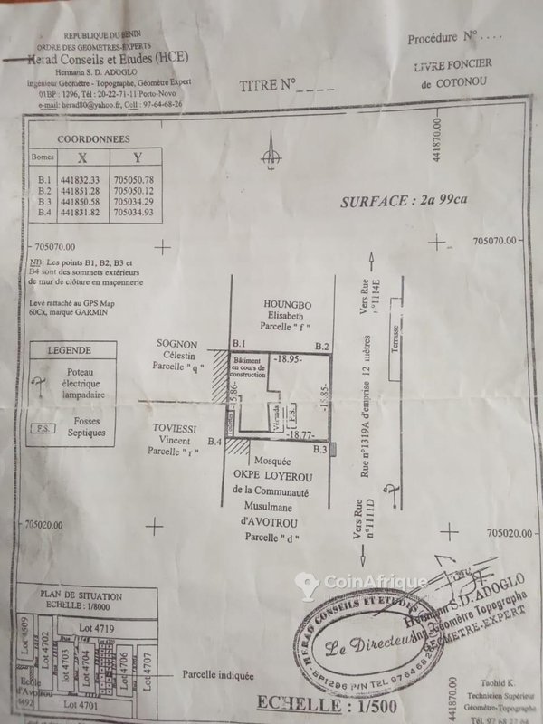 Terrain spacieux de 299 m² avec clôture et titre foncier personnel