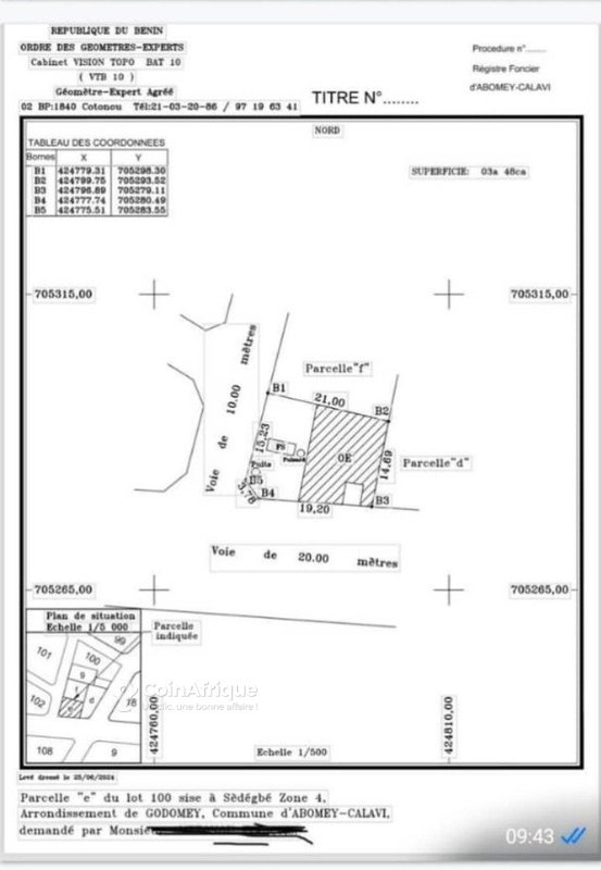 Terrain constructible idéalement situé avec documents légaux complets